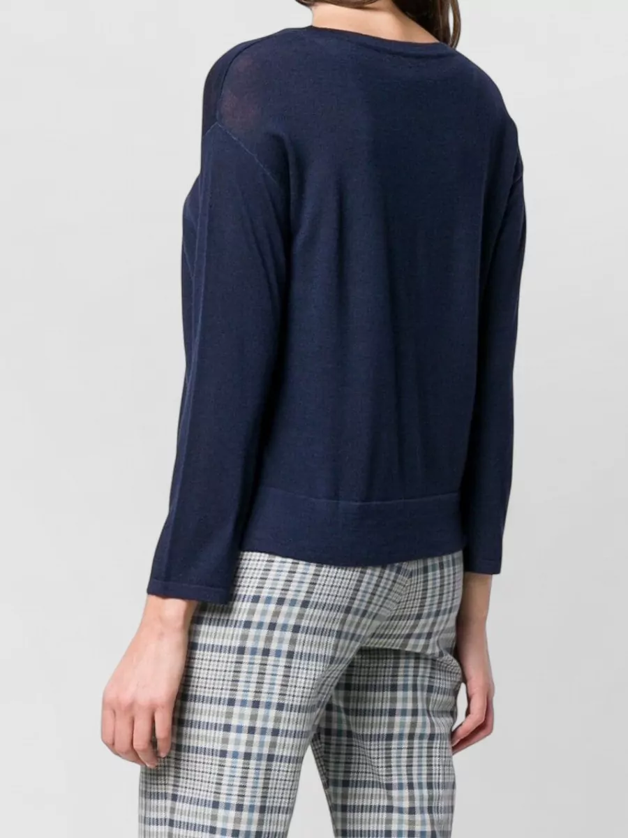 La Rose Fine-Knit Merino Wool Round-Neck Long-Sleeve Cardigan