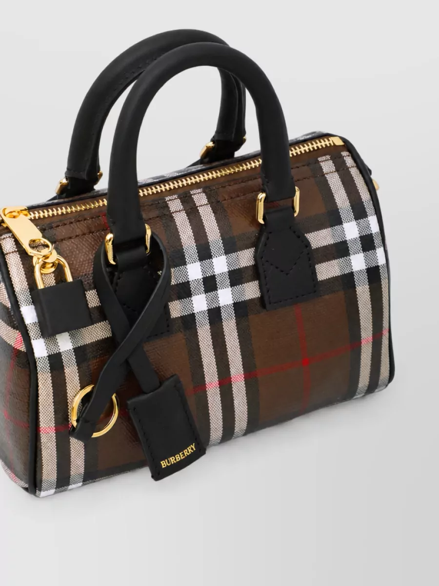 Burberry Check Mini Bowling Cotton Clutch Bag