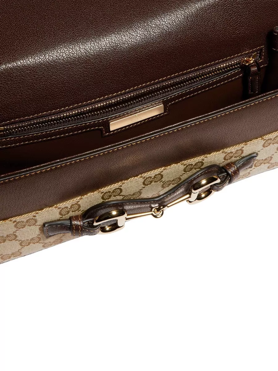 Gucci Medium Horsebit Ristretto Fabric Shoulder Bag