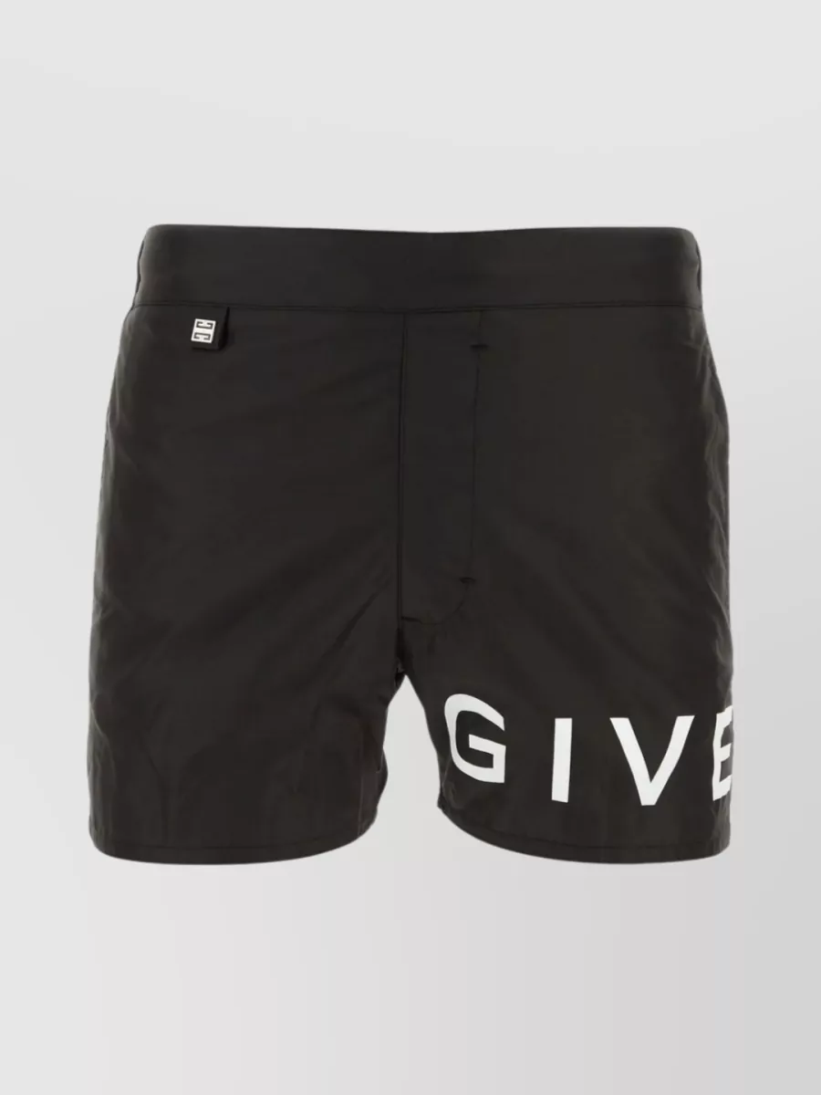 Shop Givenchy Drawstring Waist Polyester Swim Shorts In Brown