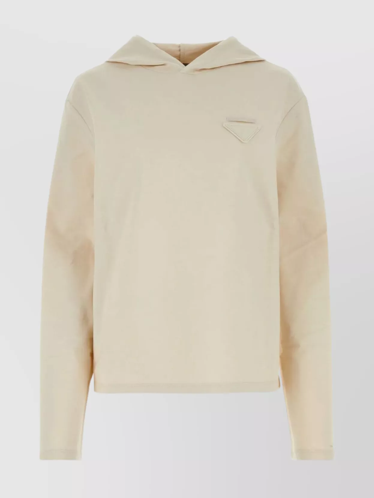 Shop Prada Oversize Hooded Stretch Cotton Sweatshirt In Beige
