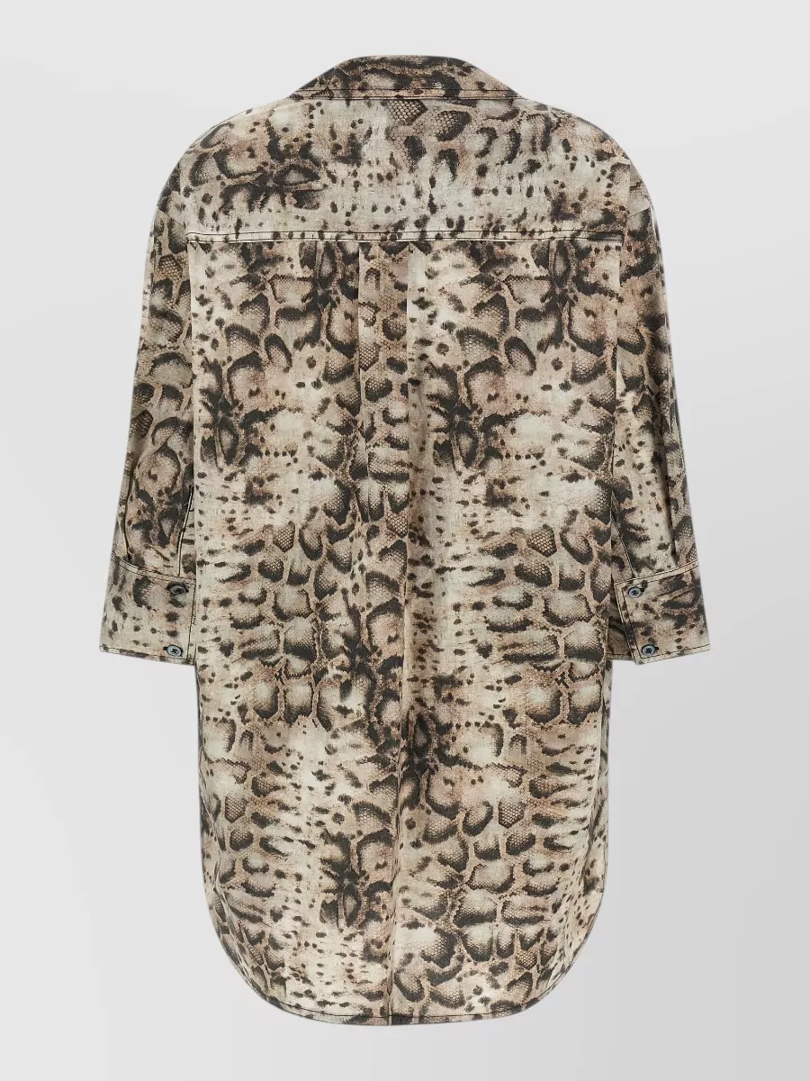 Pinko Snake-Print Cotton Mini Shirt Dress