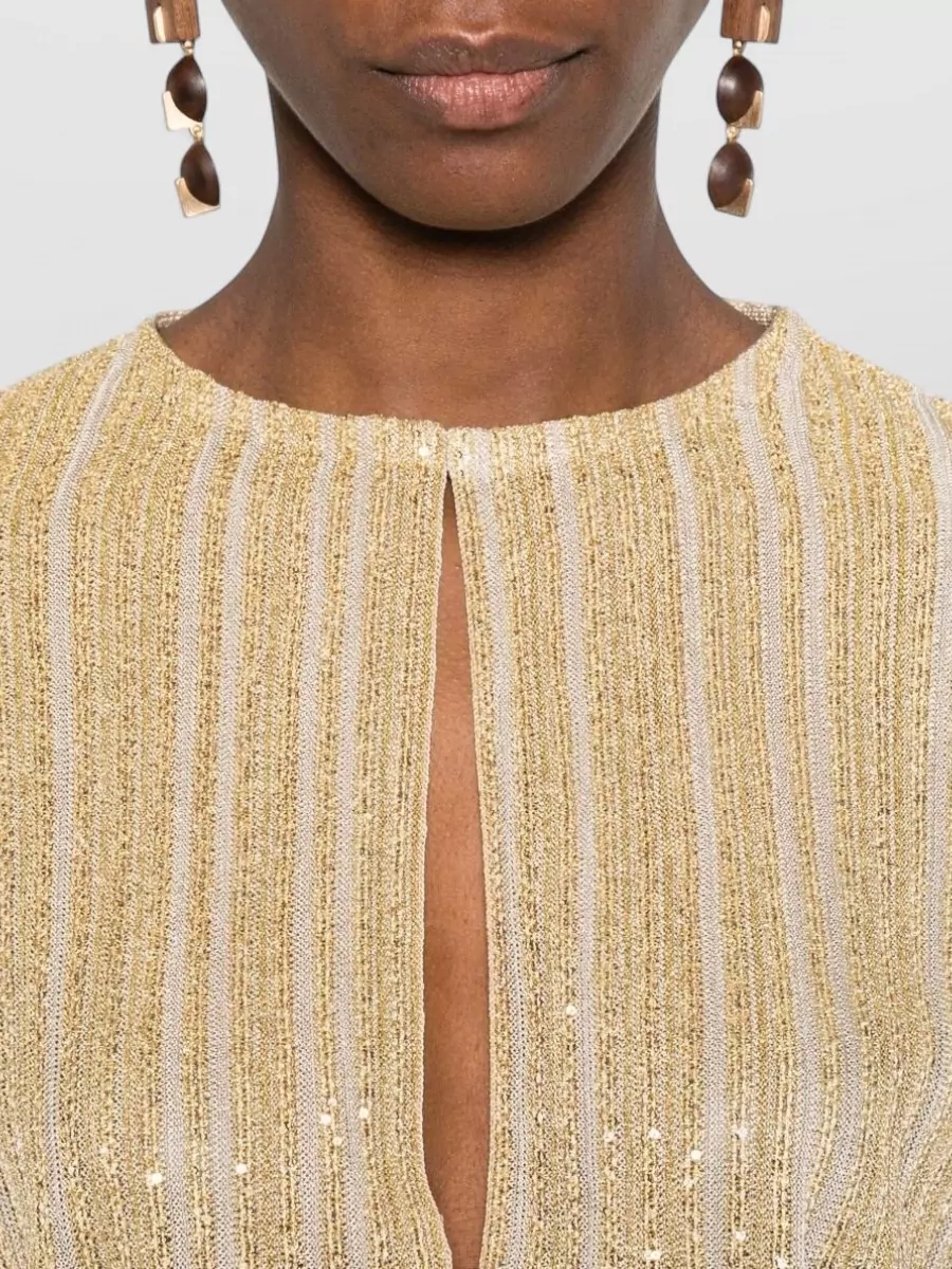 Missoni Striped Crew Neck Top Sequin Detail