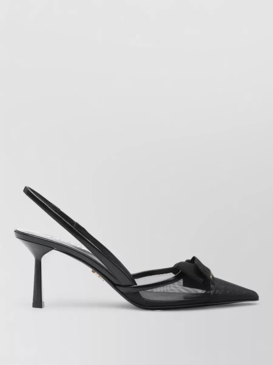 Prada Mesh Slingback Pumps Featuring Bow Detail