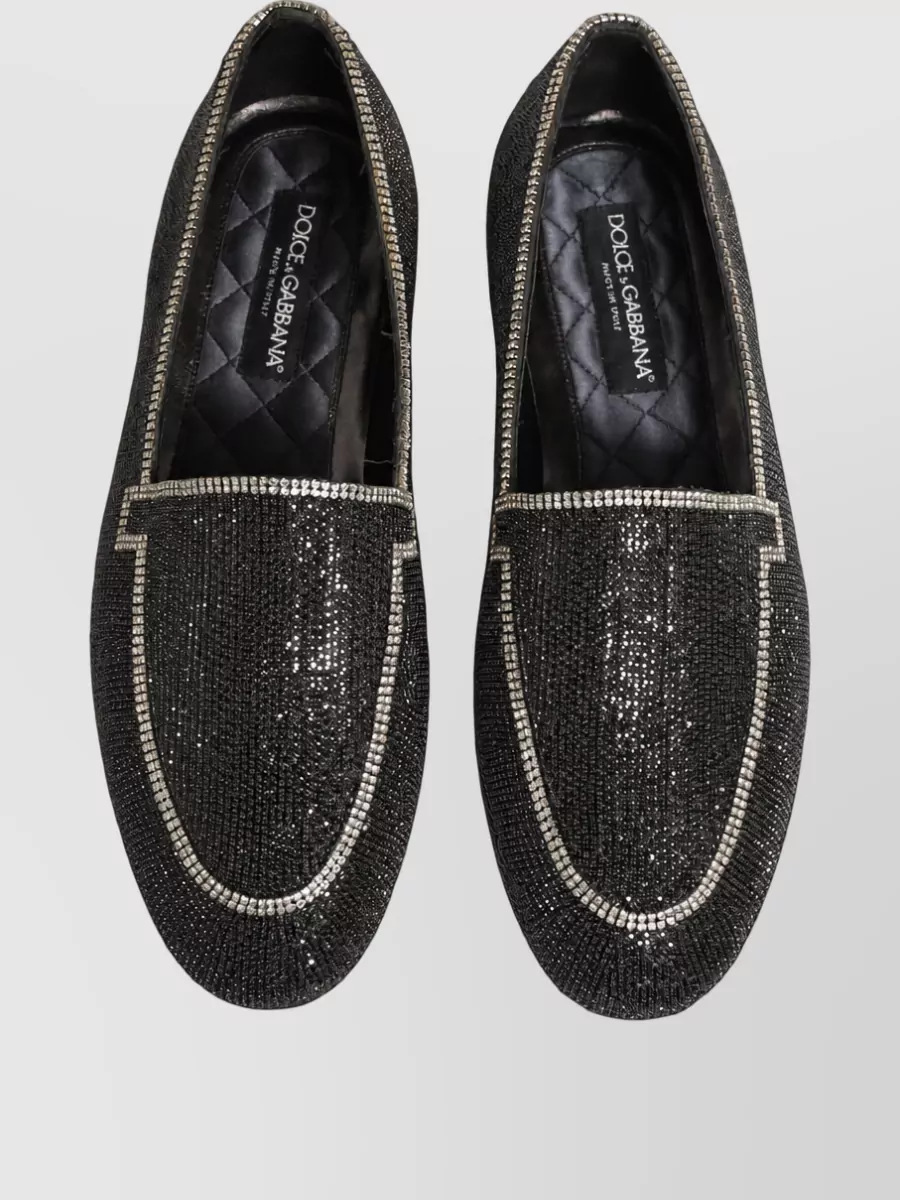 Dolce&Gabbana Crystal-Embellished Leather Slippers