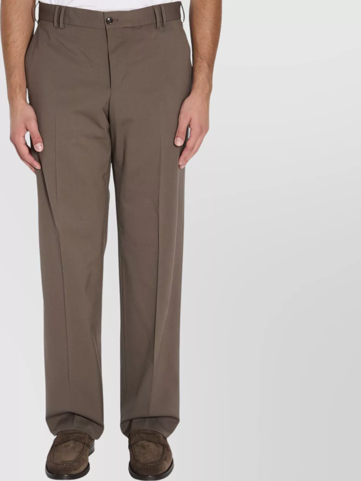 Pt Torino Wool Trousers Mid-rise Waist In Brown