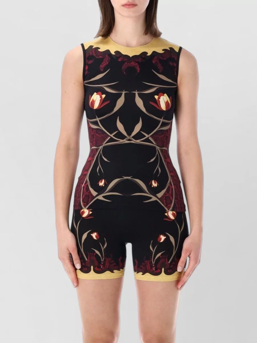 Marine Serre Floral-print sleeveless round-neck bodysuit
