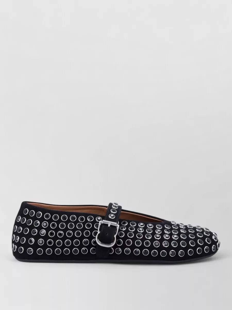 Alaïa Leather Strass-Embellished Ballet Flats