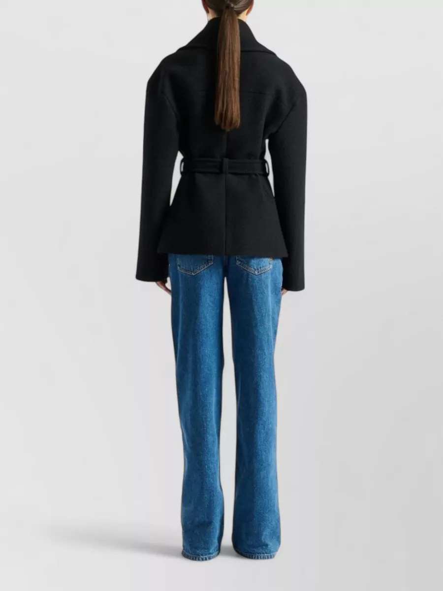 Balmain Virgin Wool Belted Short Coat