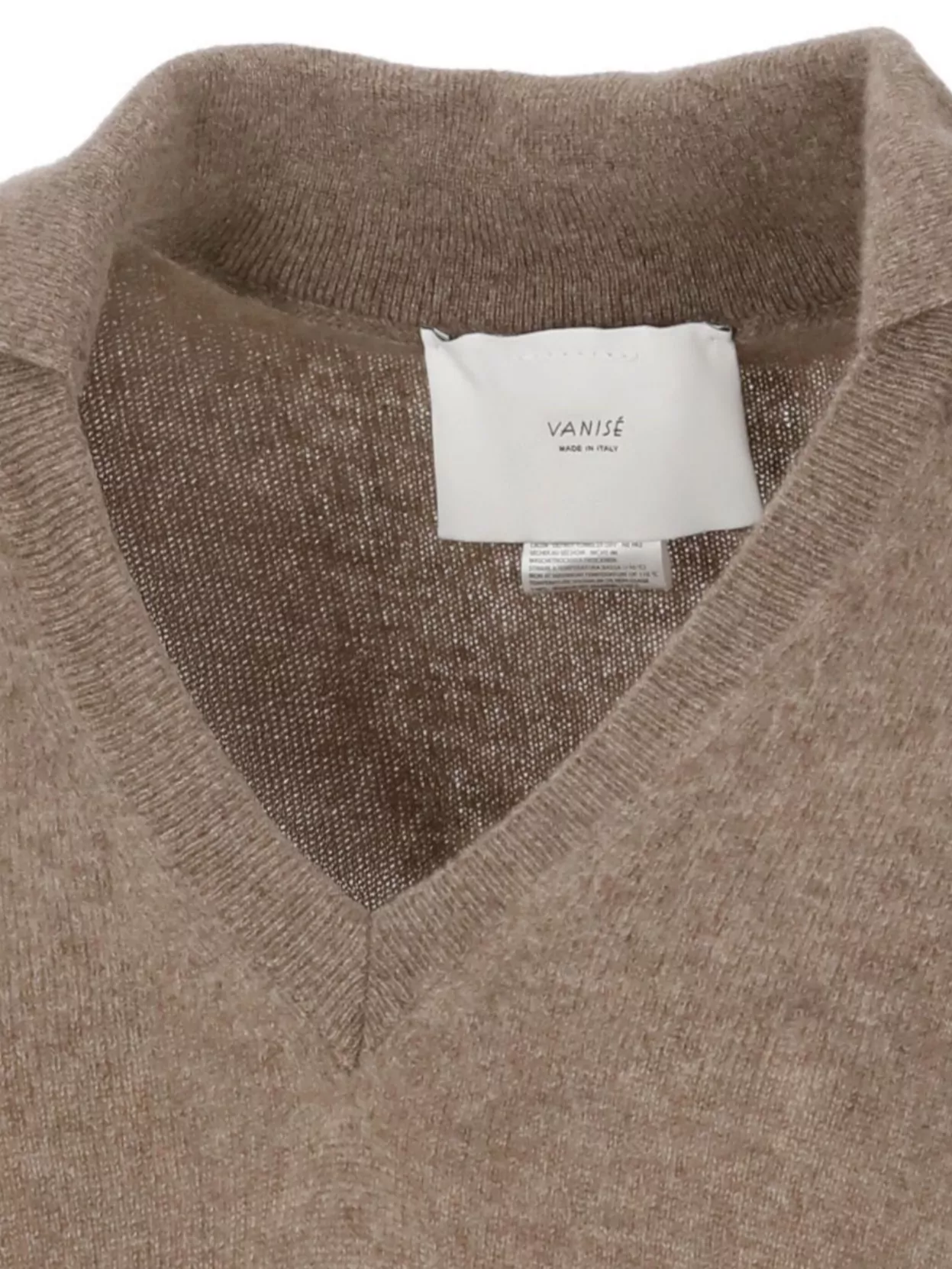 Vanise' Cashmere Sweater With Ribbed Cuffs And V Neckline
