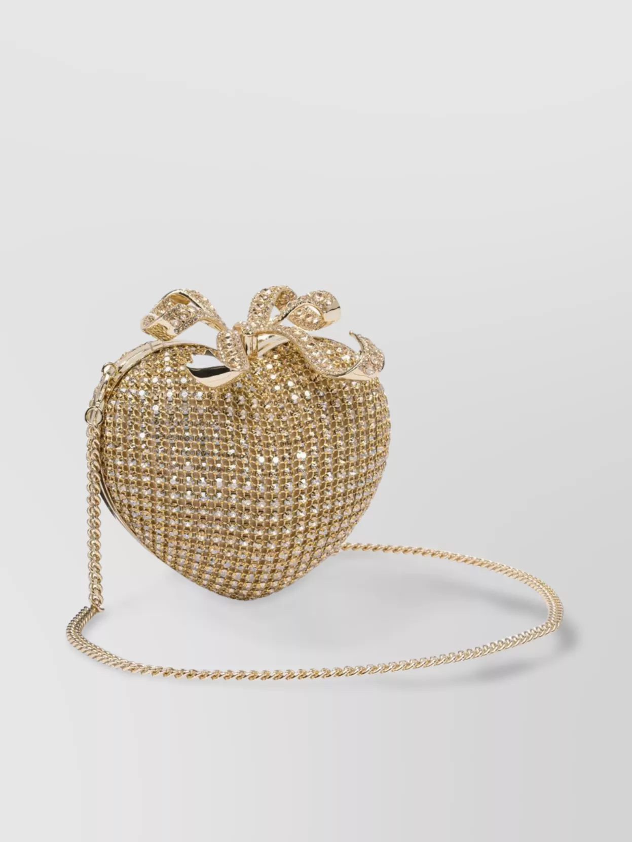 SELF-PORTRAIT HEART SHAPE RHINESTONE EMBELLISHMENT BOW DETAIL CHAIN STRAP