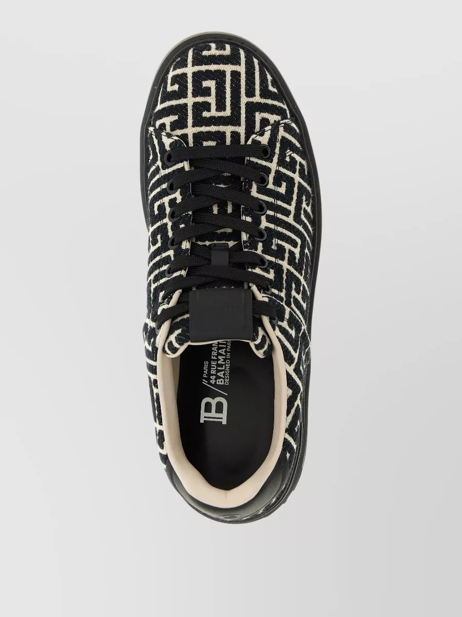 Balmain Court Sneakers Round Toe Rubber Sole