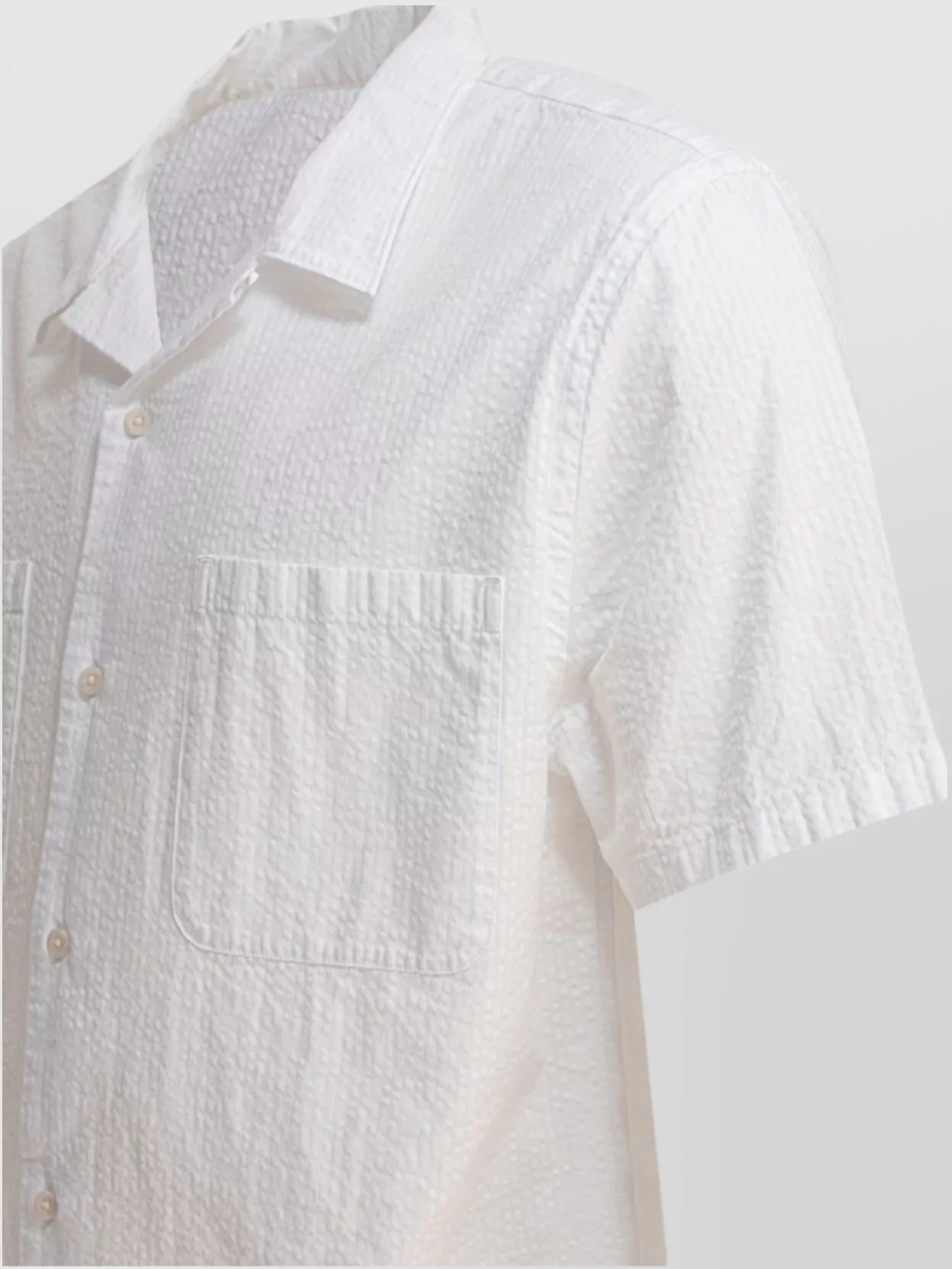 Vince Short Sleeves Textured Fabric Shirt With Chest Pockets