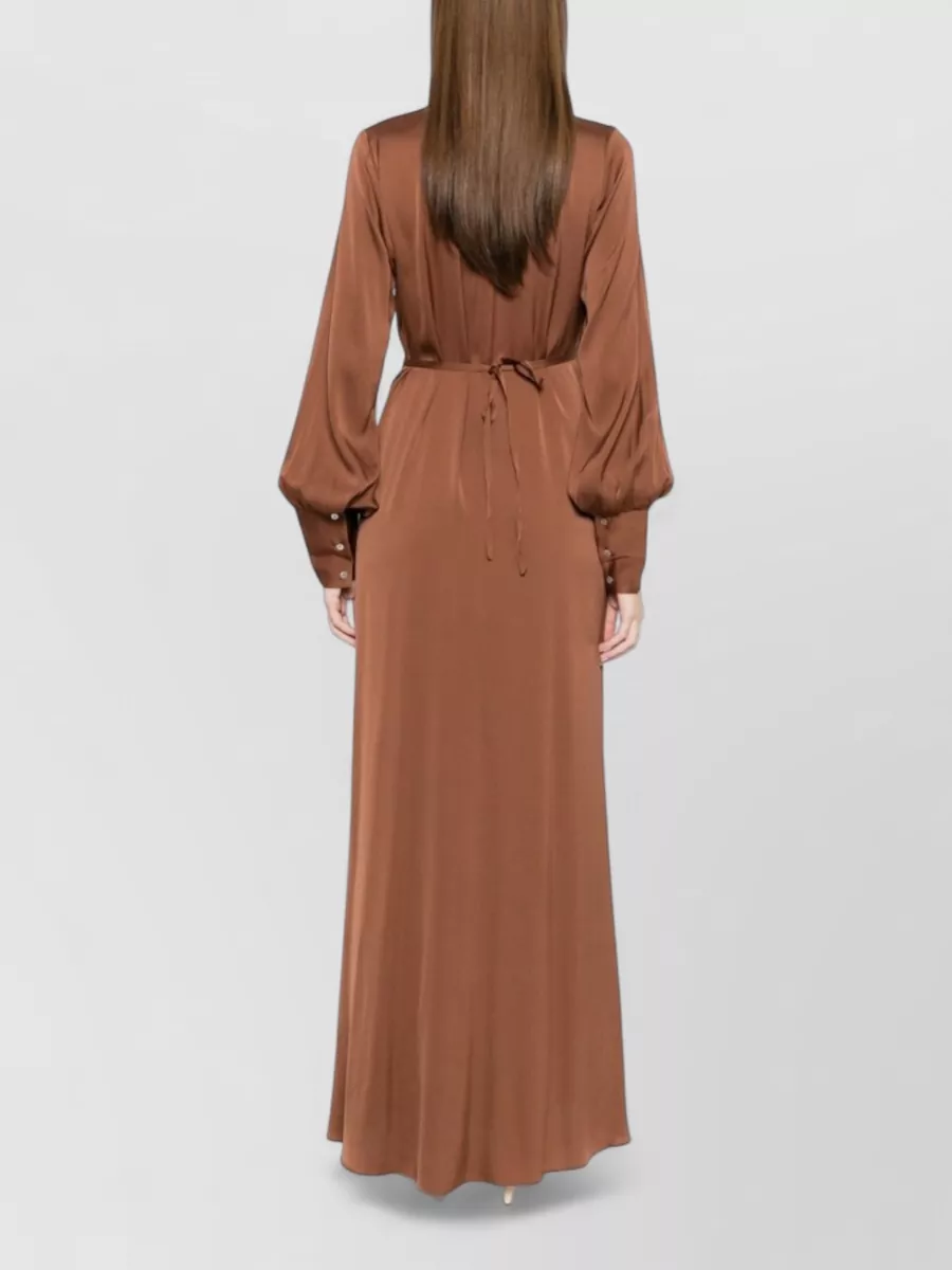 Silk95Five Silk V-Neck Tie-Waist Long-Sleeve Maxi Dress