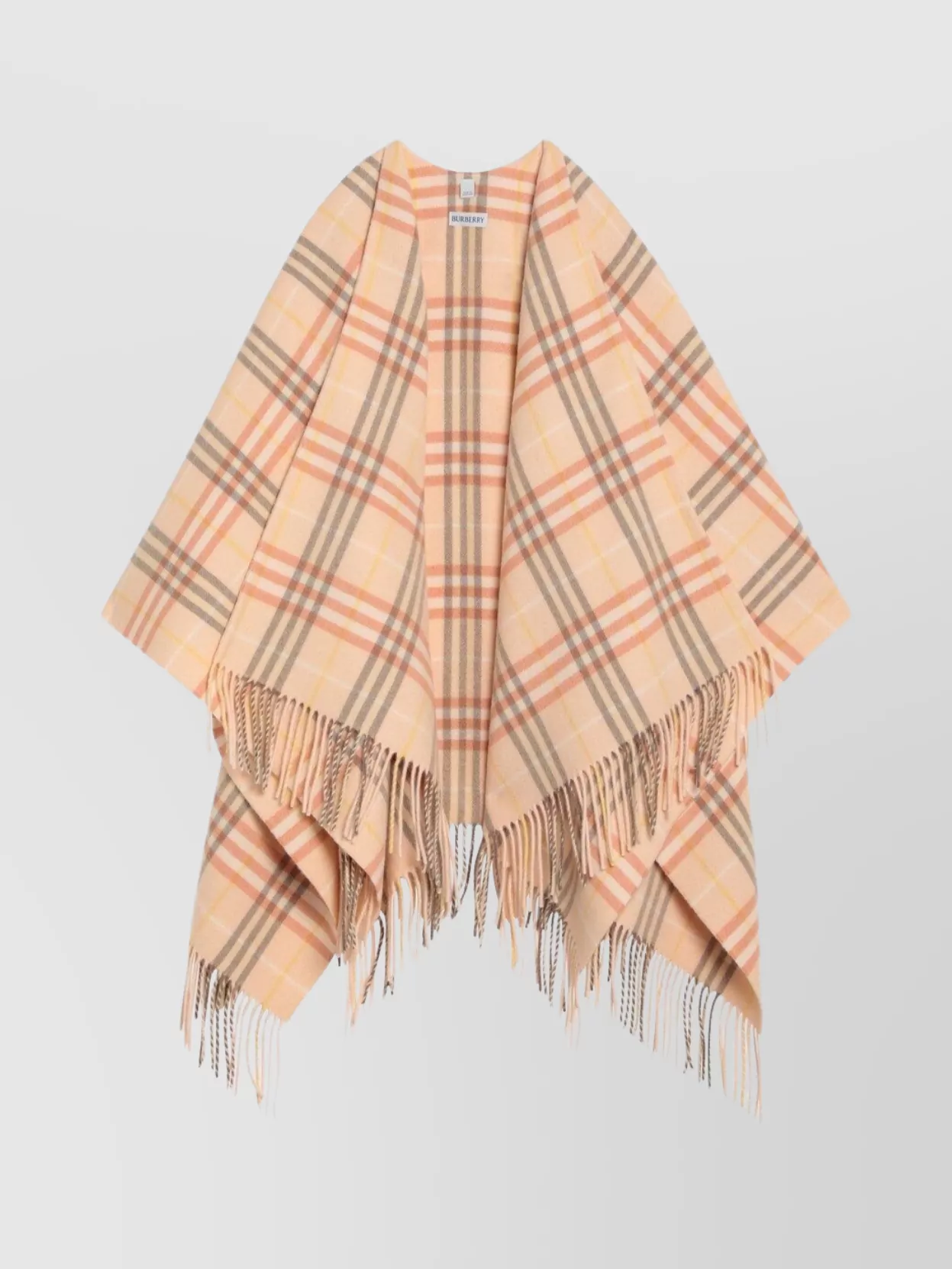 Burberry Wool And Cashmere Cape With Check Pattern In Brown