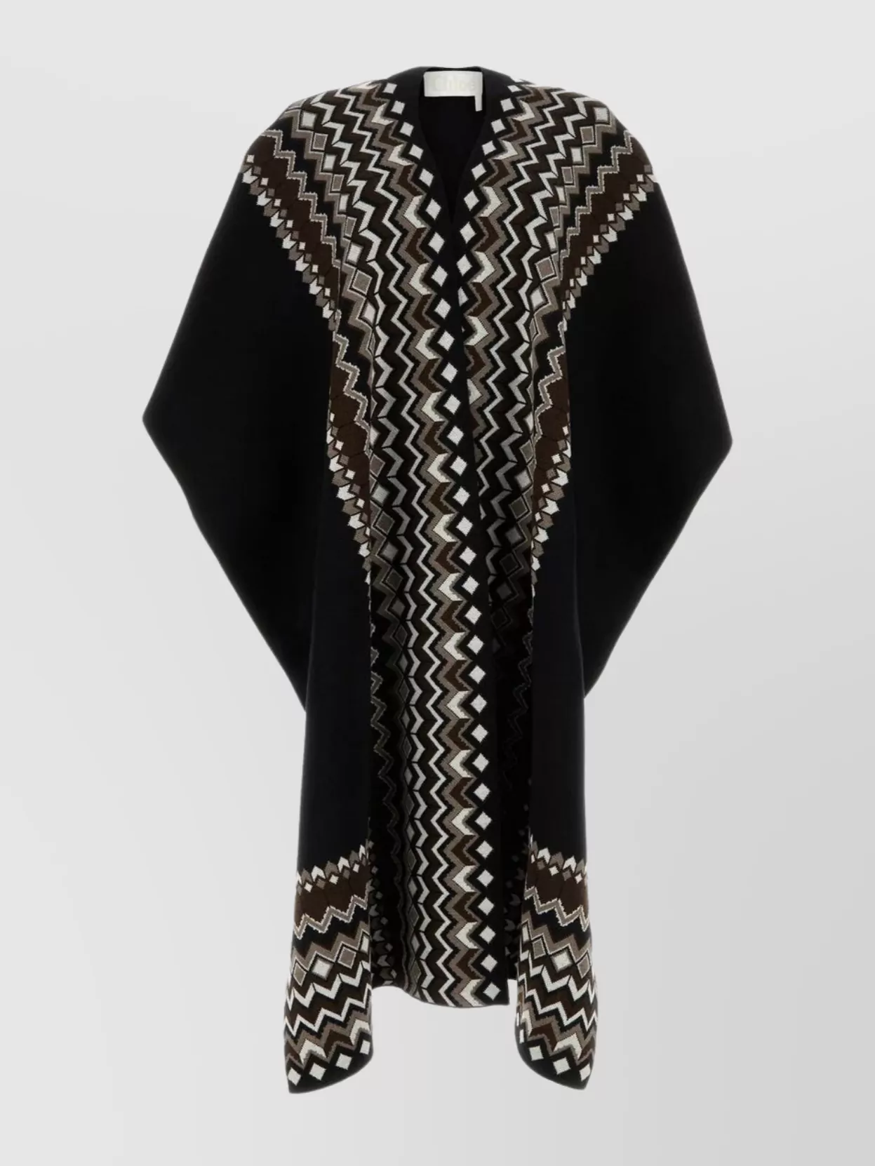 Shop Chloé Draped Wool Blend Cape Featuring Embroidery In Black
