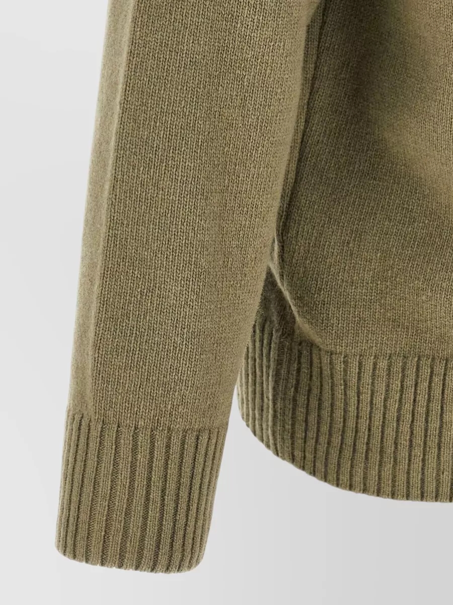 C.p. Company Wool Ribbed High-Neck Zip Cardigan