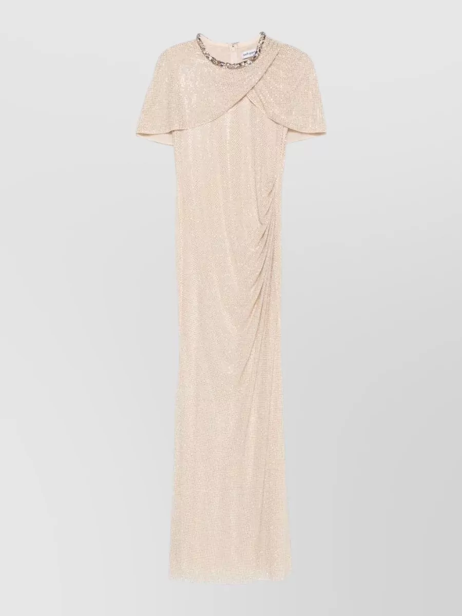 Self-Portrait sleeveless draped rhinestone-embellished maxi dress