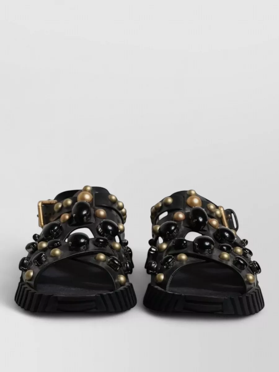 Dolce&Gabbana leather studded slides sandals