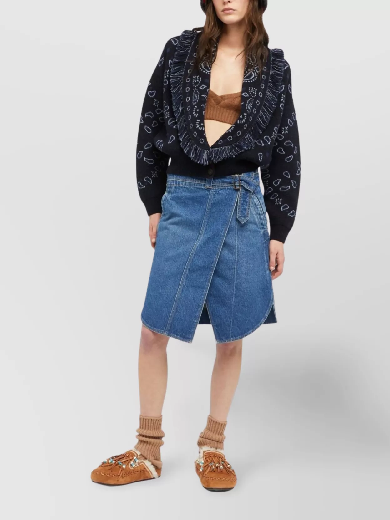 Alanui Fringe Detailing Bomber Jacquard Bandana In Blue