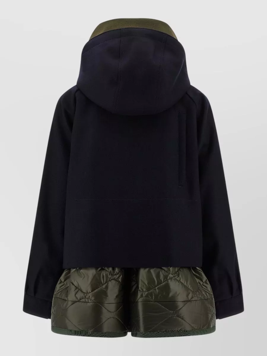 Sacai Wool Quilted Asymmetric Parka Coat
