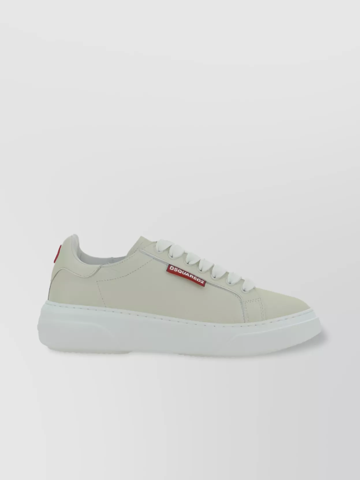 Dsquared2 Calfskin Sneakers With Perforated Round Toe In Neutral