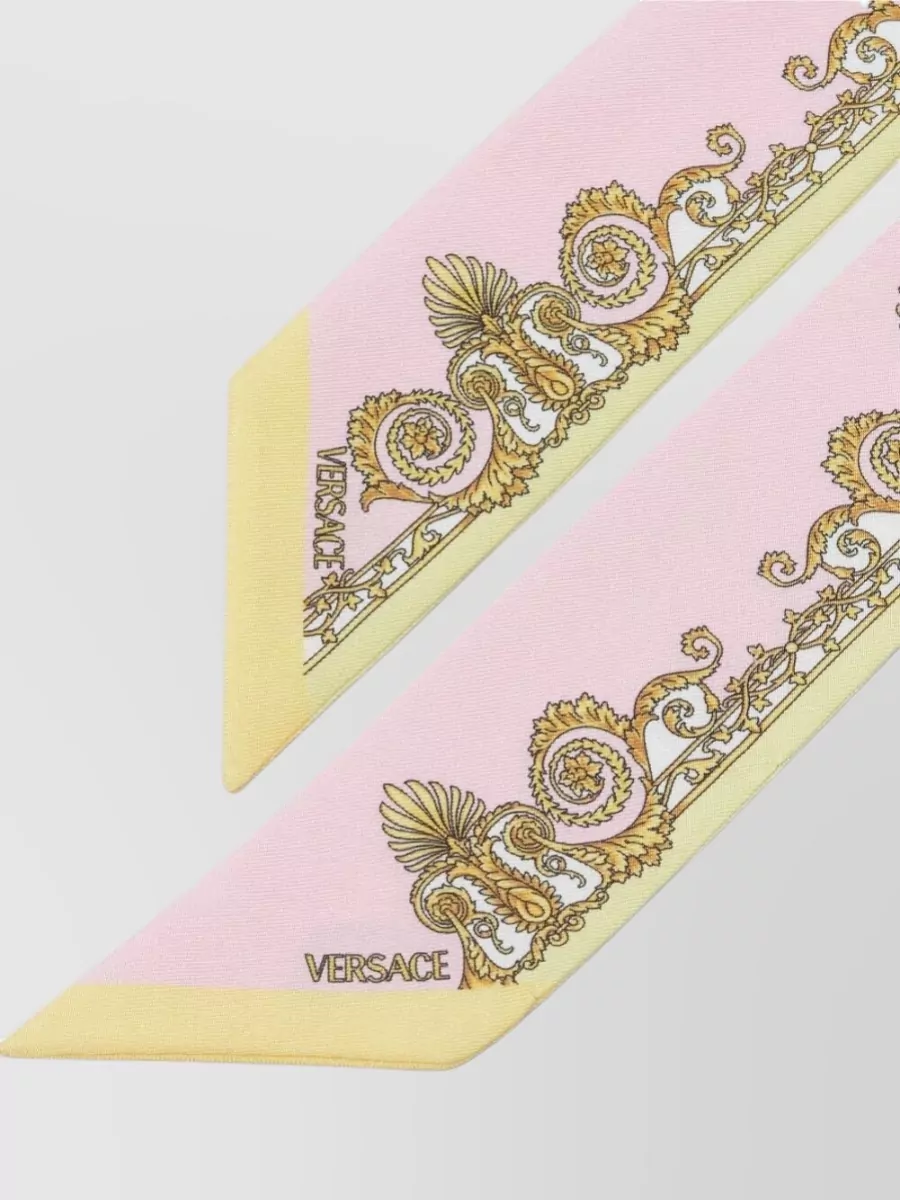 Versace Barocco-print Scarf In Pink