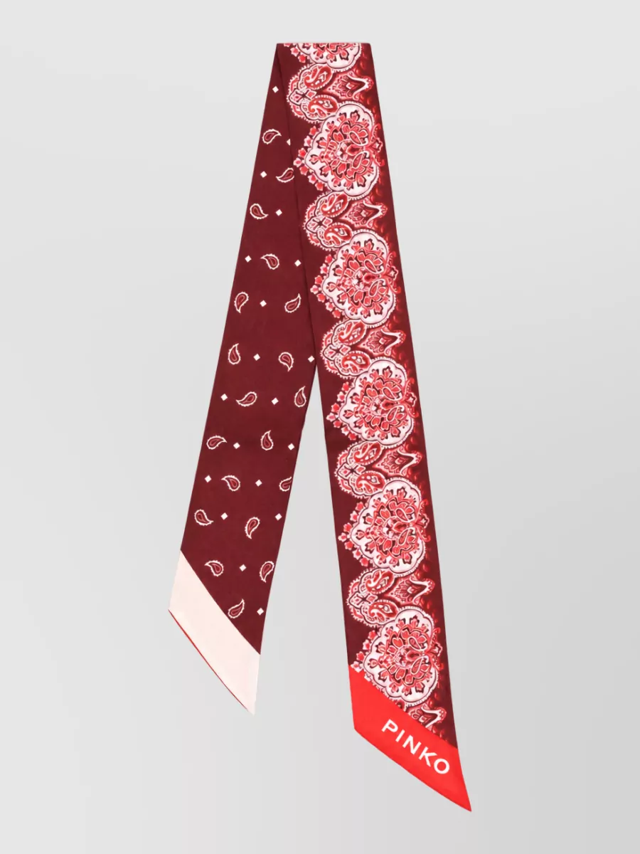 Pinko paisley silk blend scarf contrast edges