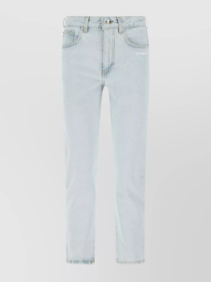 Shop Off-white Diag Diagonal Straight Leg Jeans In Blue