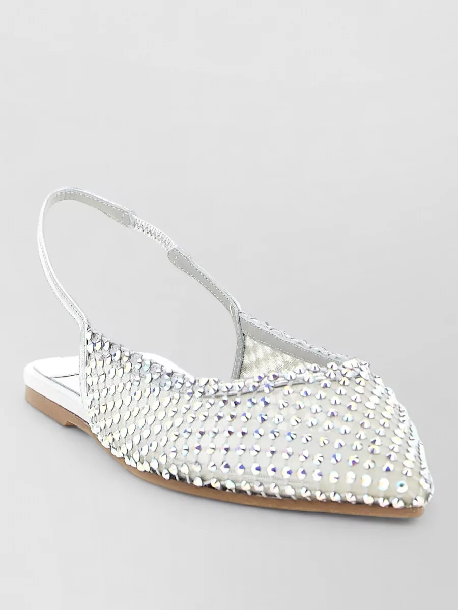 Le Silla crystal-embellished mesh slingback ballerina shoes