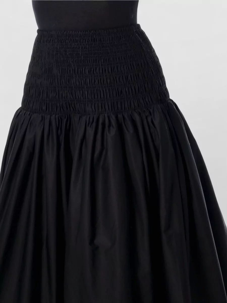 Self-Portrait Cotton Ruched Midi Full Skirt