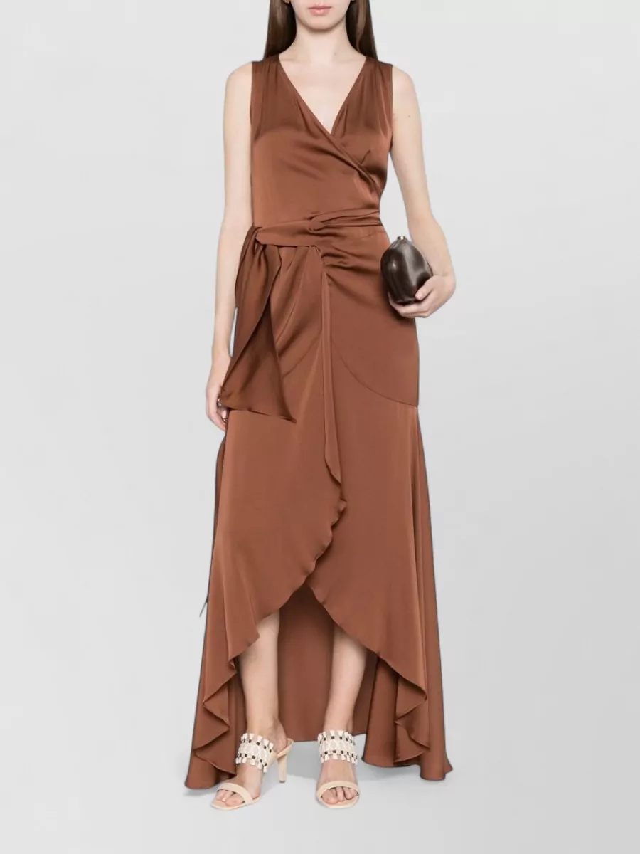 Silk95five Shangri Long Dress Asymmetric Draped Wrap