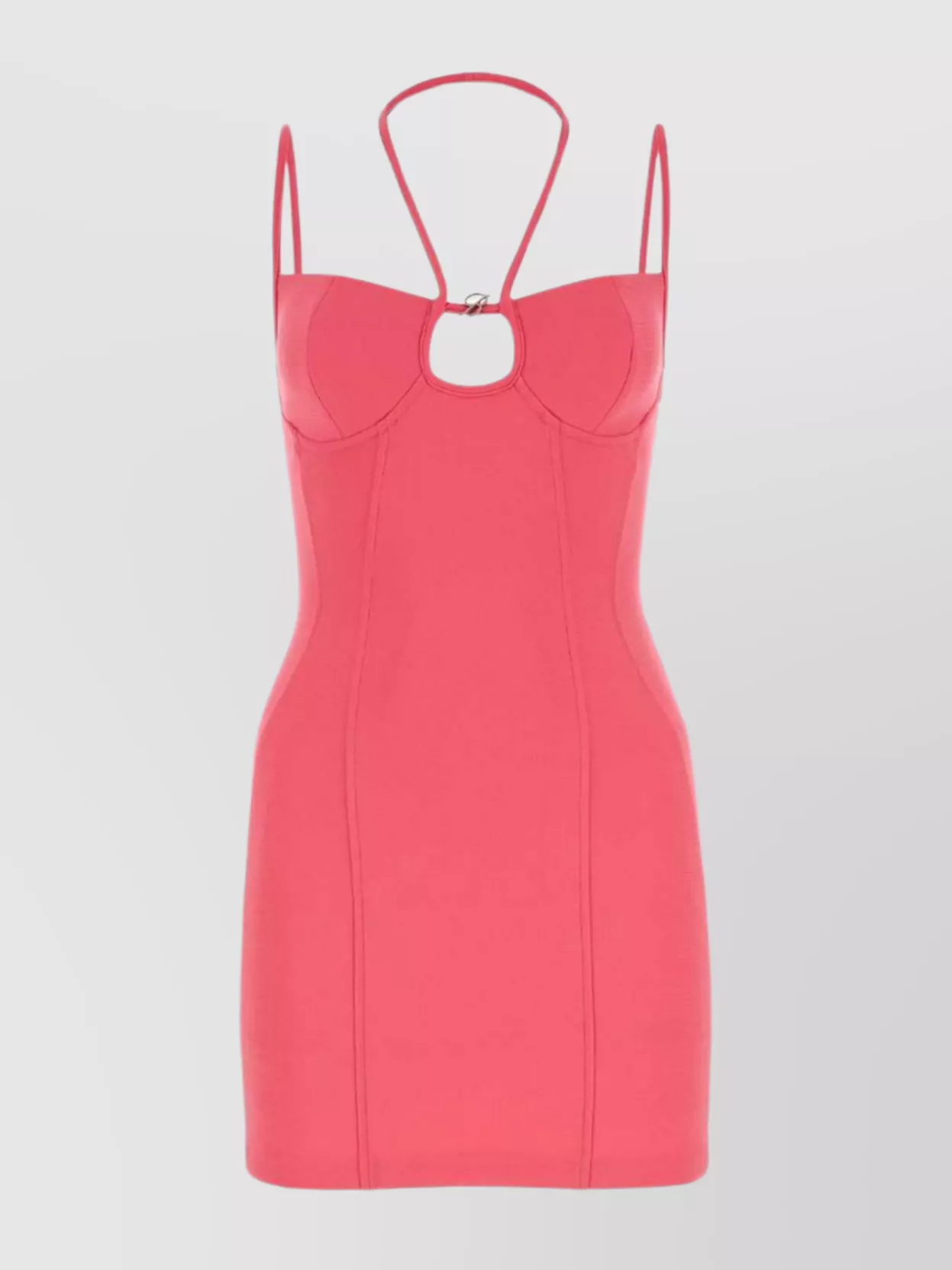 Shop Blumarine Stretch Blend Mini Dress With Metal Ring Detail In Pink