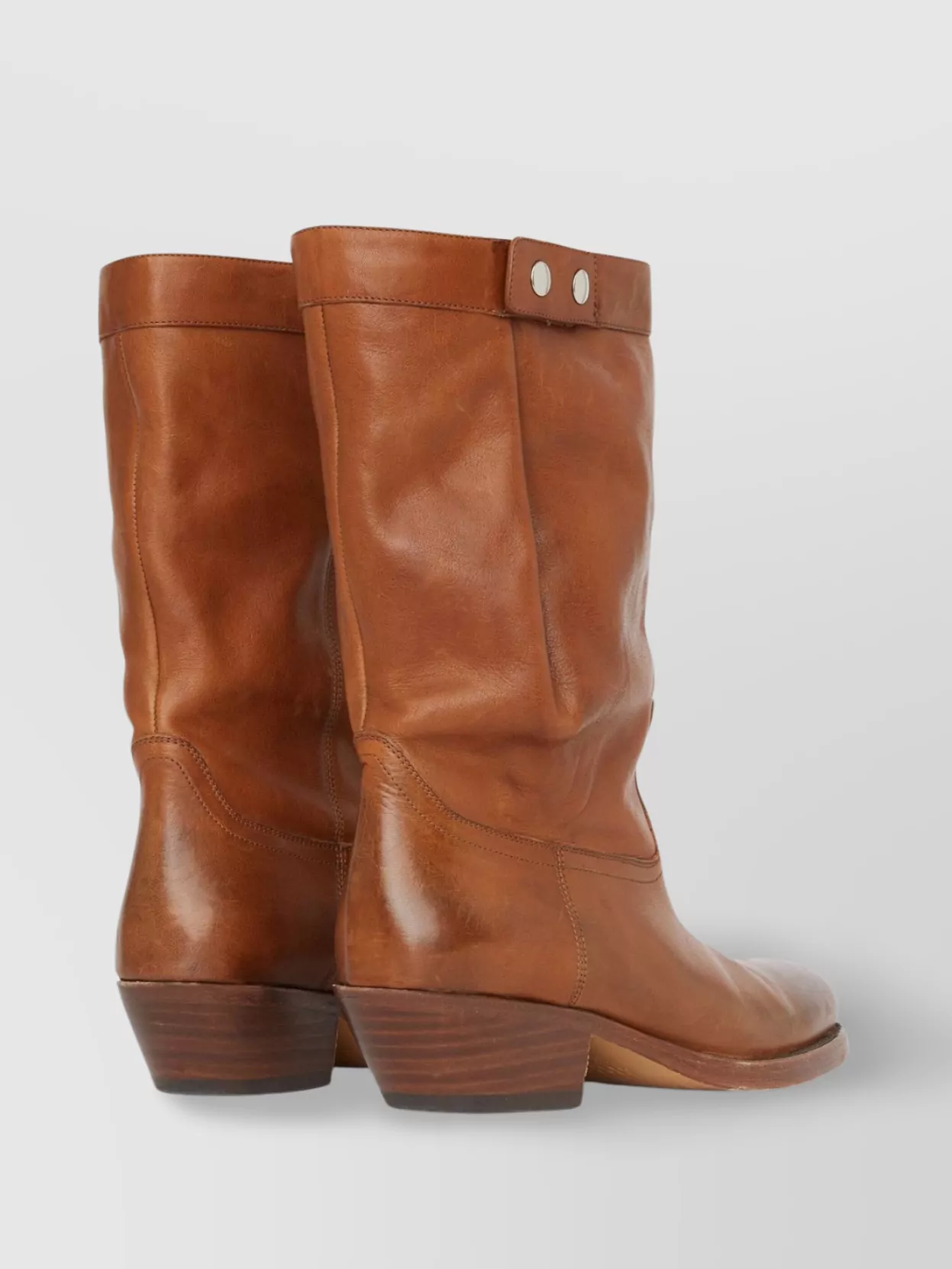 ISABEL MARANT DRAPED BUTTON BLOCK HEEL ANKLE BOOTS