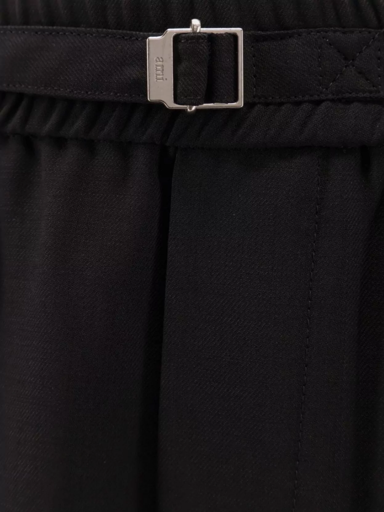 Shop Ami Alexandre Mattiussi Wool Jogger Trousers Drawstring Waist