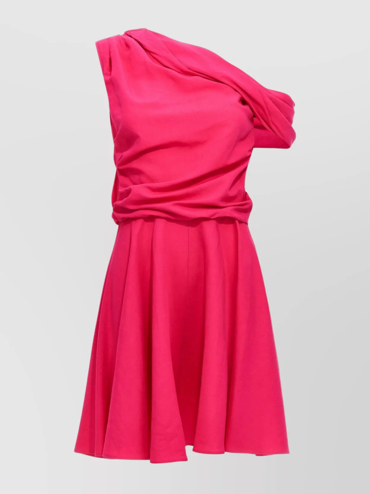 Rochas Draped One-shoulder Flared Skirt Dress In Pink