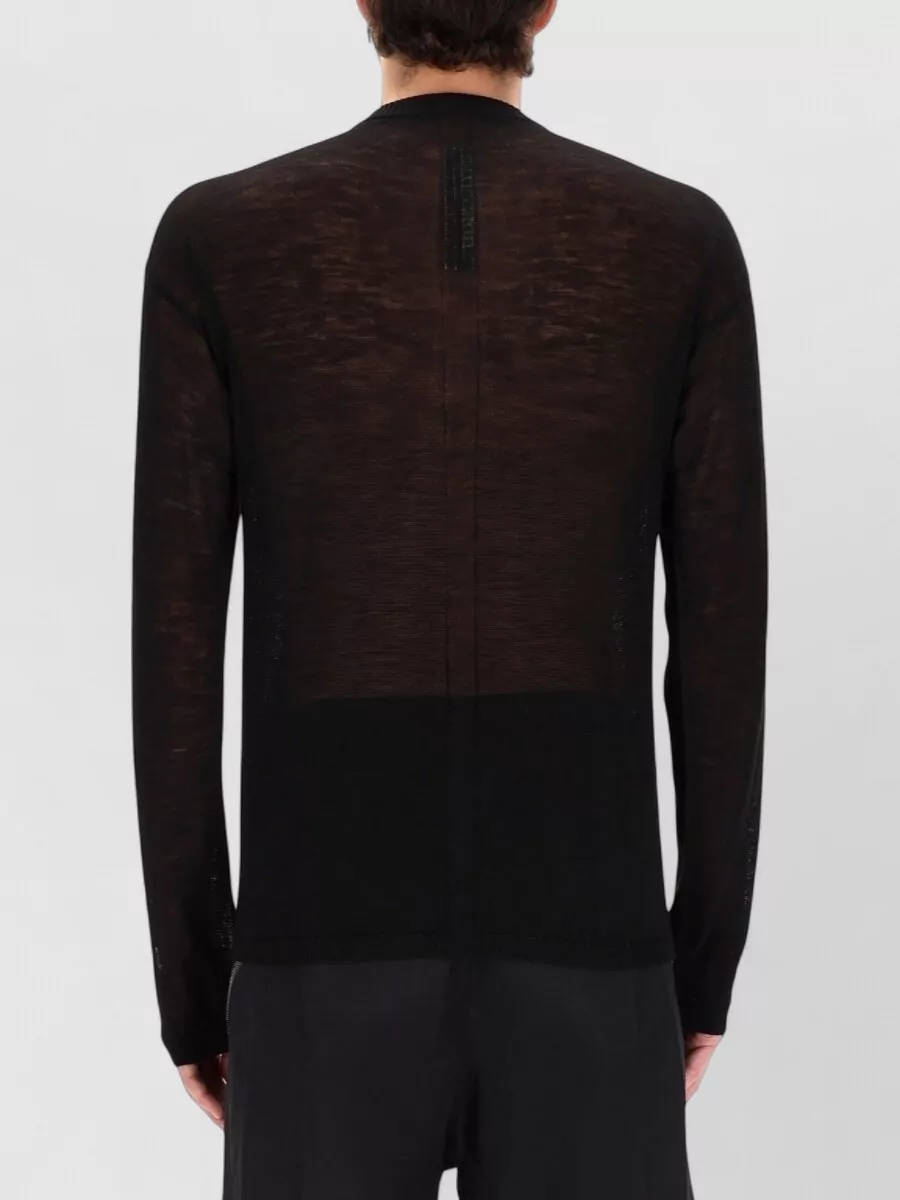 Rick Owens Sheer Knit Crew Neck Long Sleeve Sweater