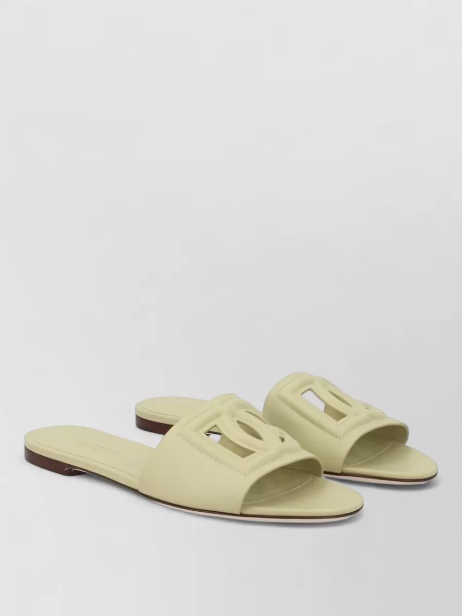 Dolce&Gabbana Logo Leather Flat Slides