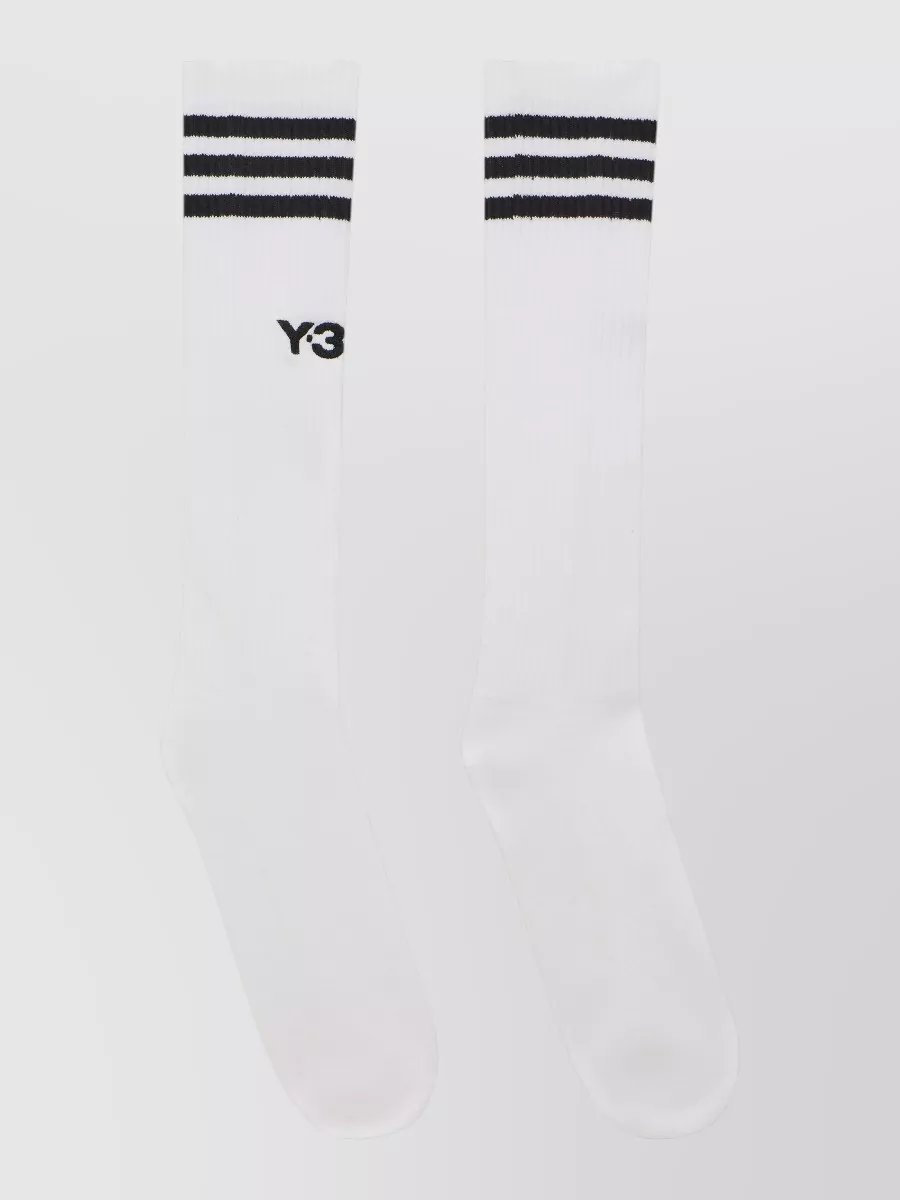 Adidas Y3 striped knee-high socks