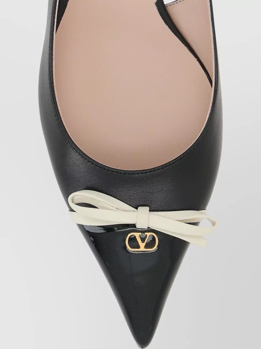 Valentino Pointed Toe Slingback Pumps Kitten Heel Bow