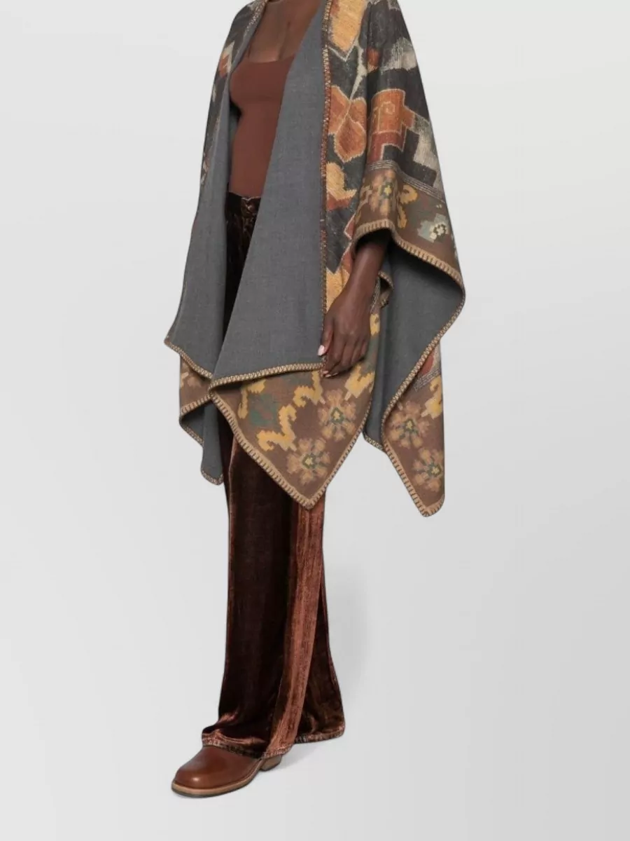 Pierre Louise Mascia Wool Draped Asymmetric Poncho