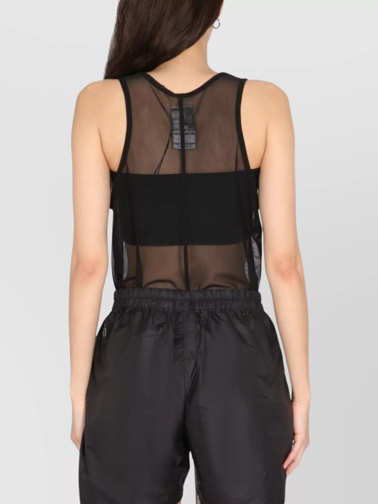Rick Owens Sheer Mesh Sleeveless Round Neck Top
