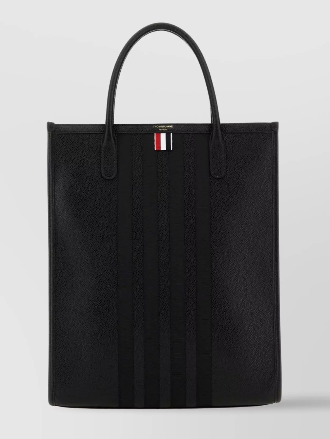 Shop Thom Browne Structured Vertical Tote Handbag In Black