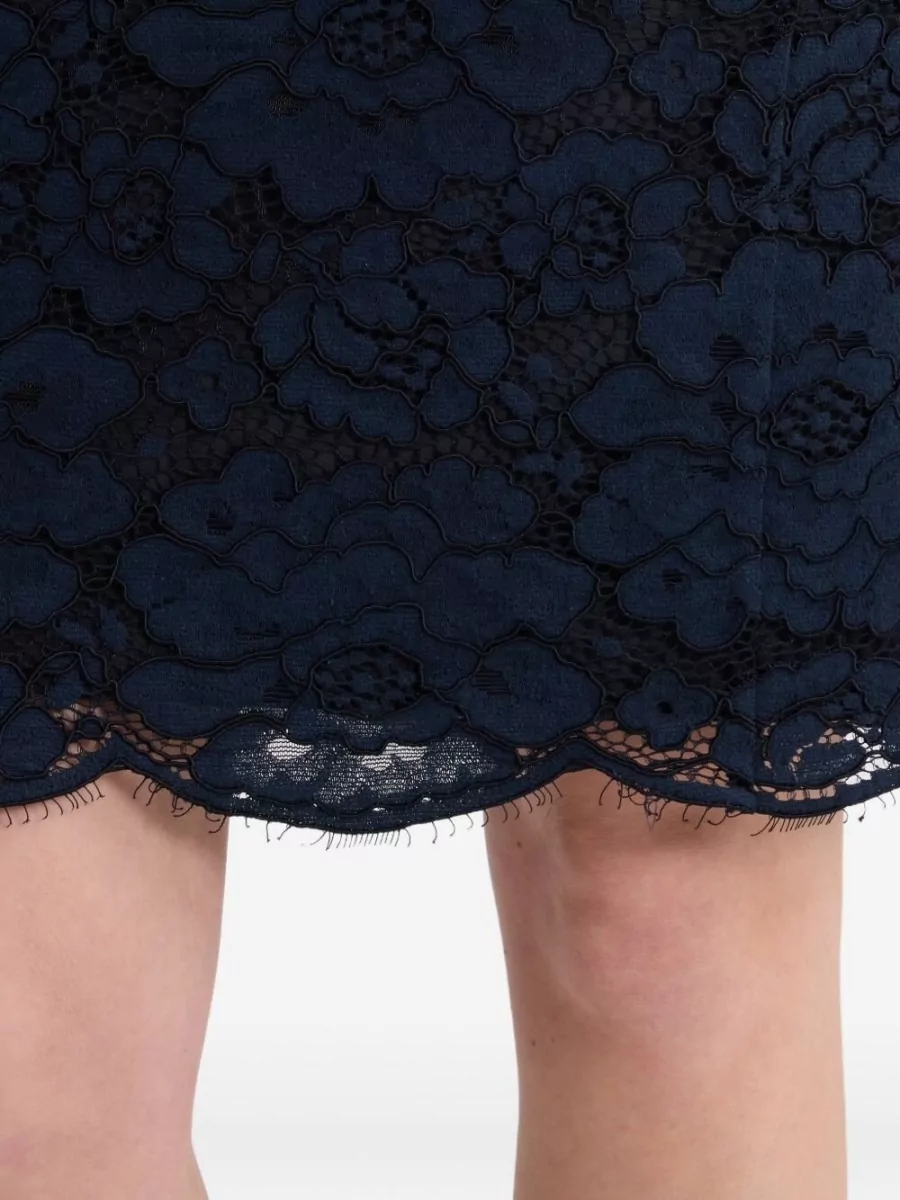 Patou Floral Lace Square Neck Sleeveless Knee-Length Dress