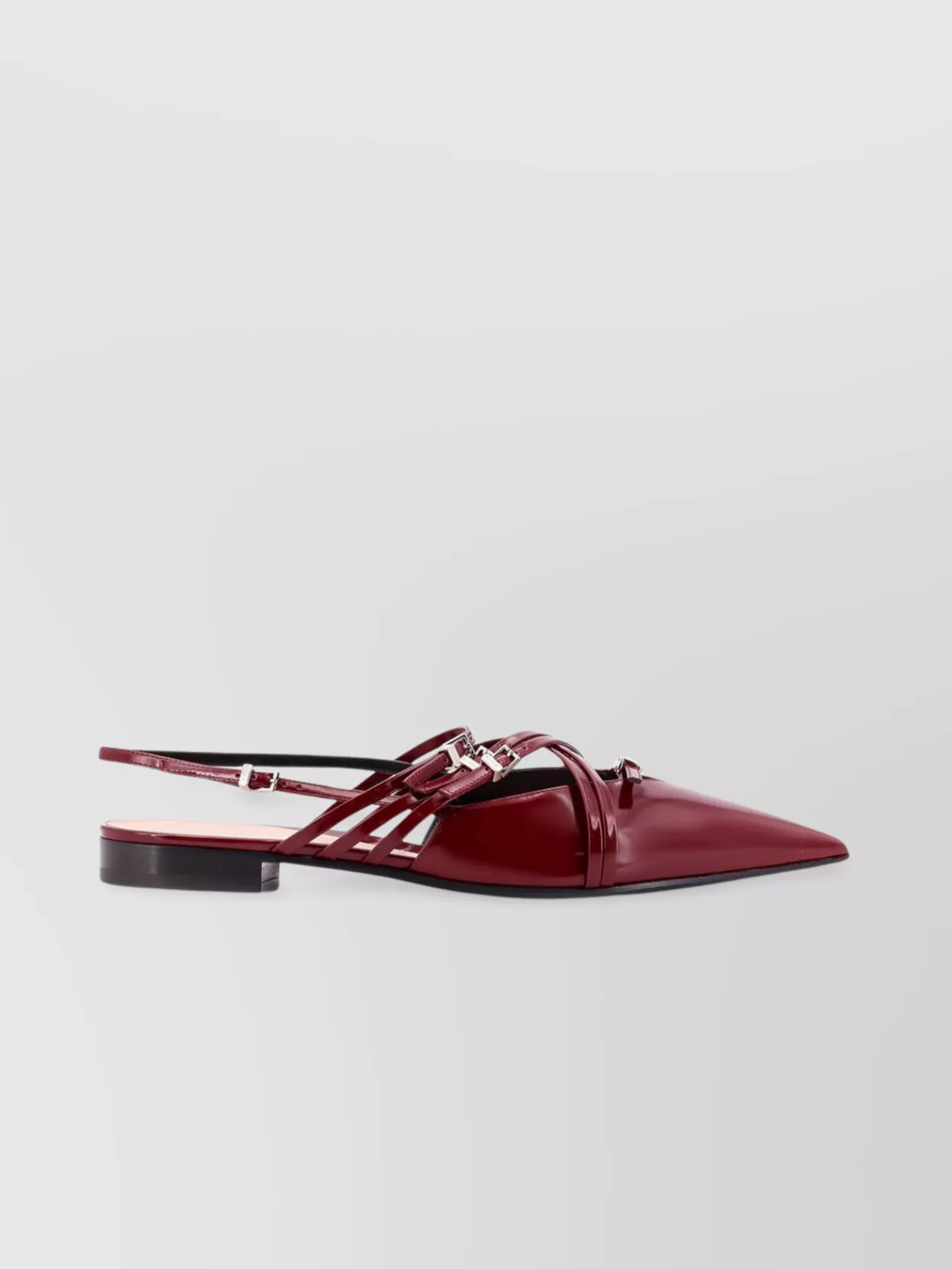 Gucci Leather Slingback With Criss-Cross Bands And Metal Buckles