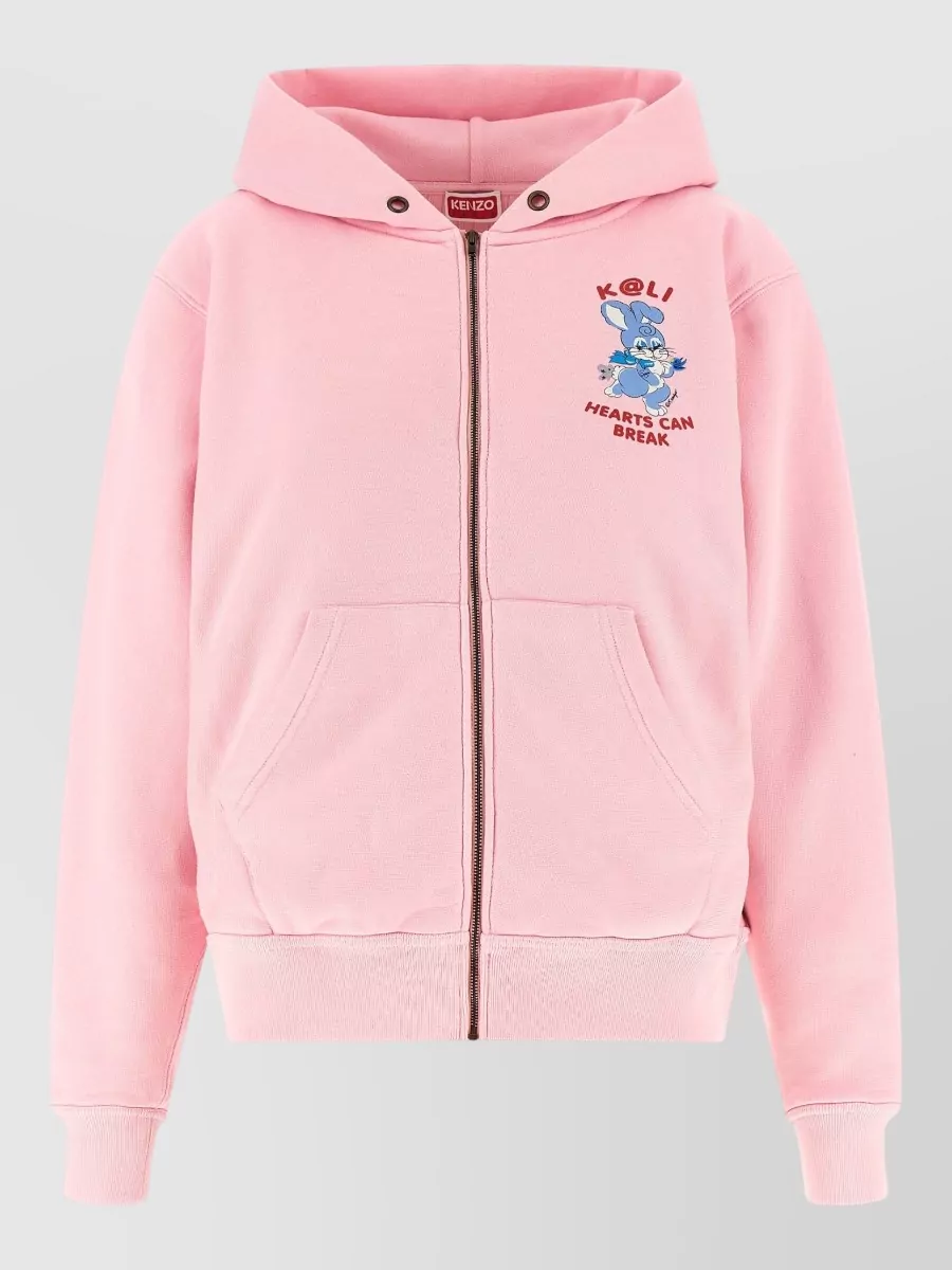 Kenzo cotton printed zip-up hoodie