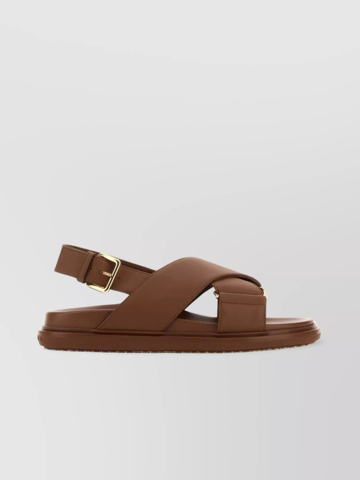 Shop Marni Leather Crossed Band Sandals In Brown
