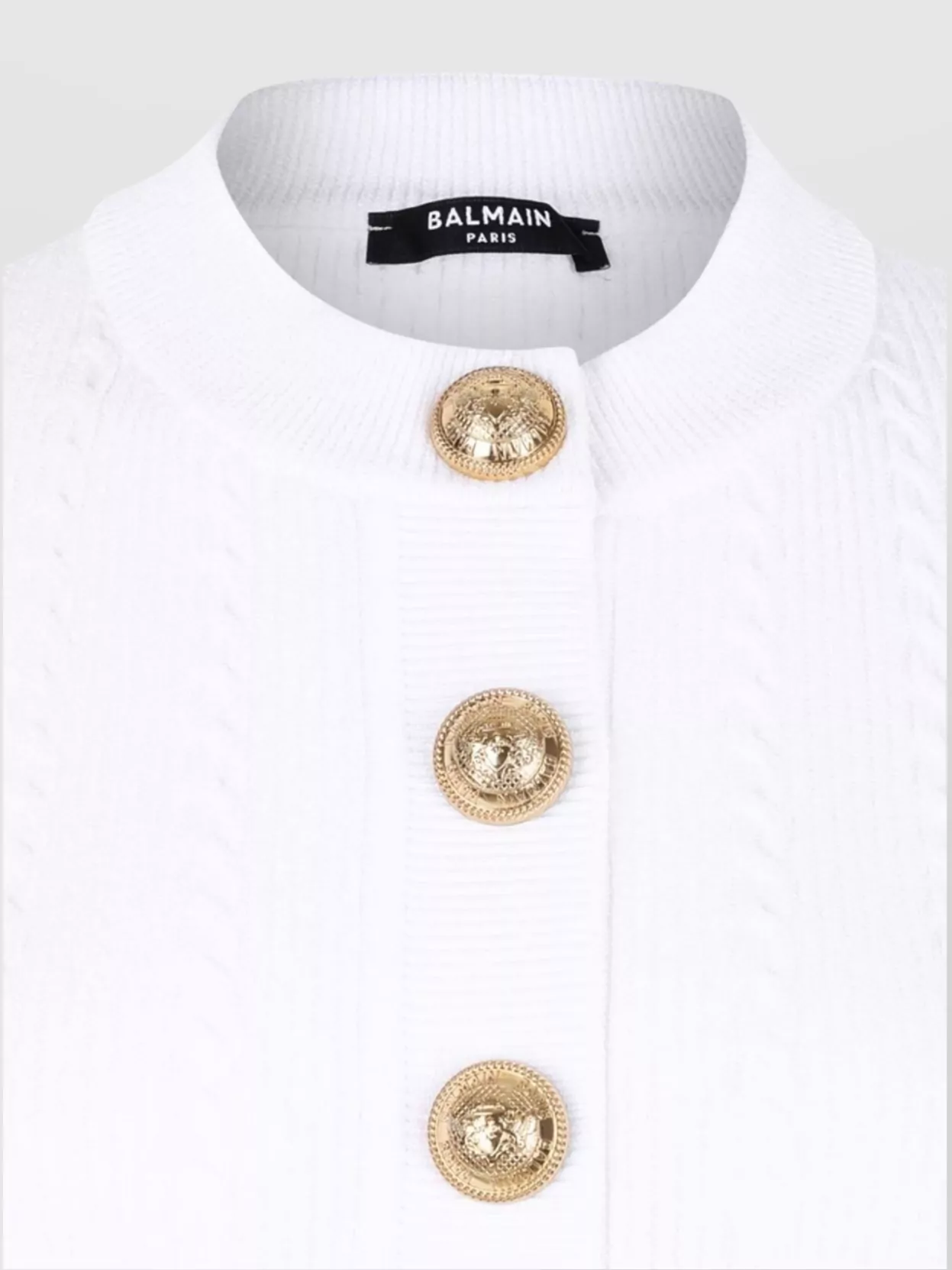 Balmain Crewneck Ribbed Cardigan Short Sleeves