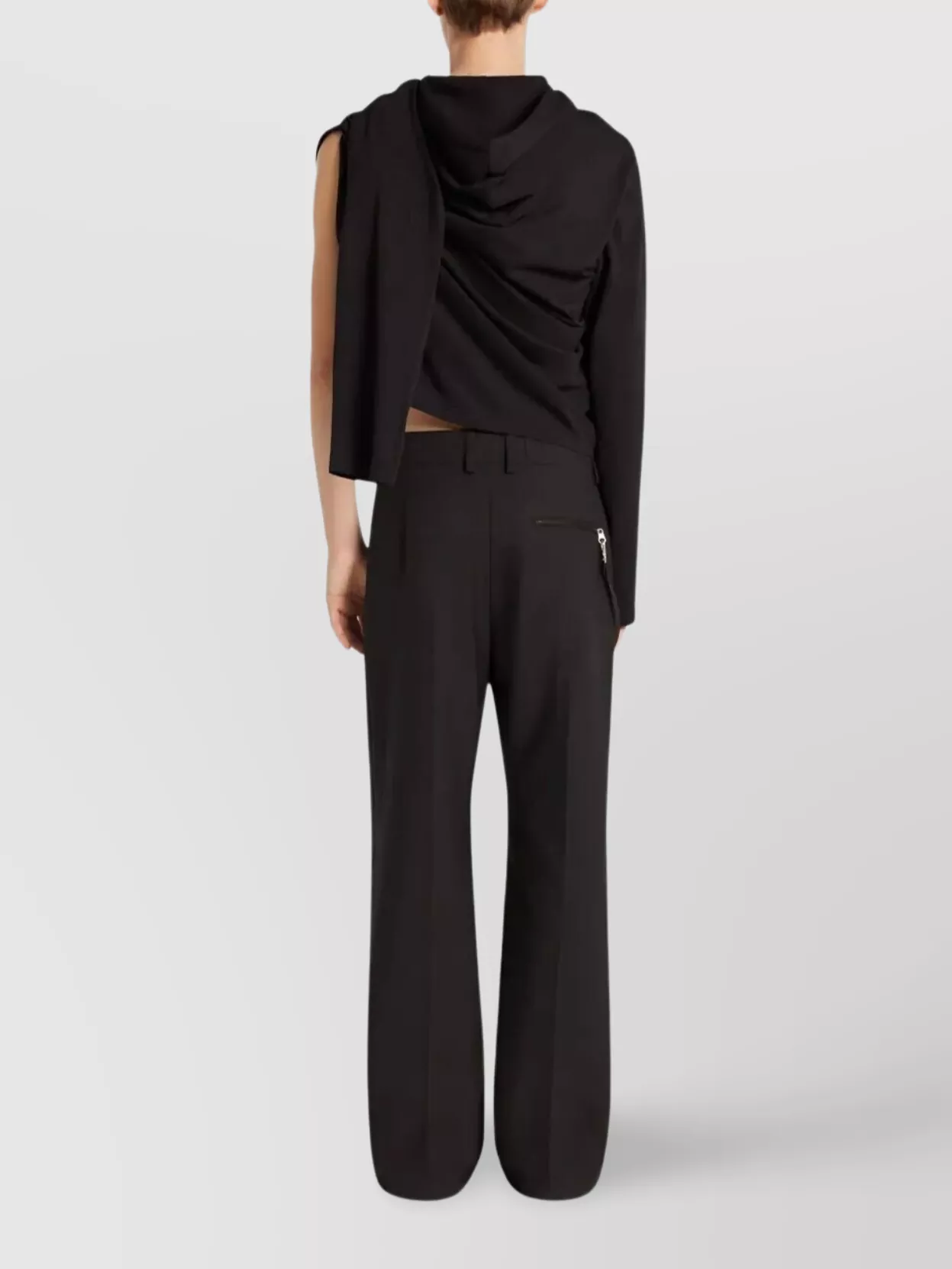 Courrèges Asymmetric Hooded Long Sleeve T-shirt In Black