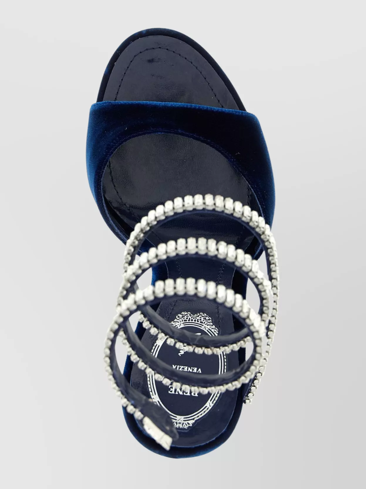 René Caovilla Spiral Velvet Sandals Embellished Straps In Black